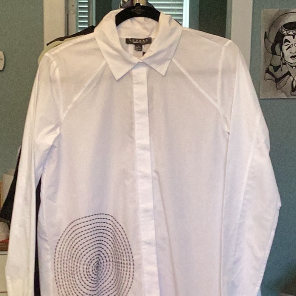 White Shirt with Black Pattern